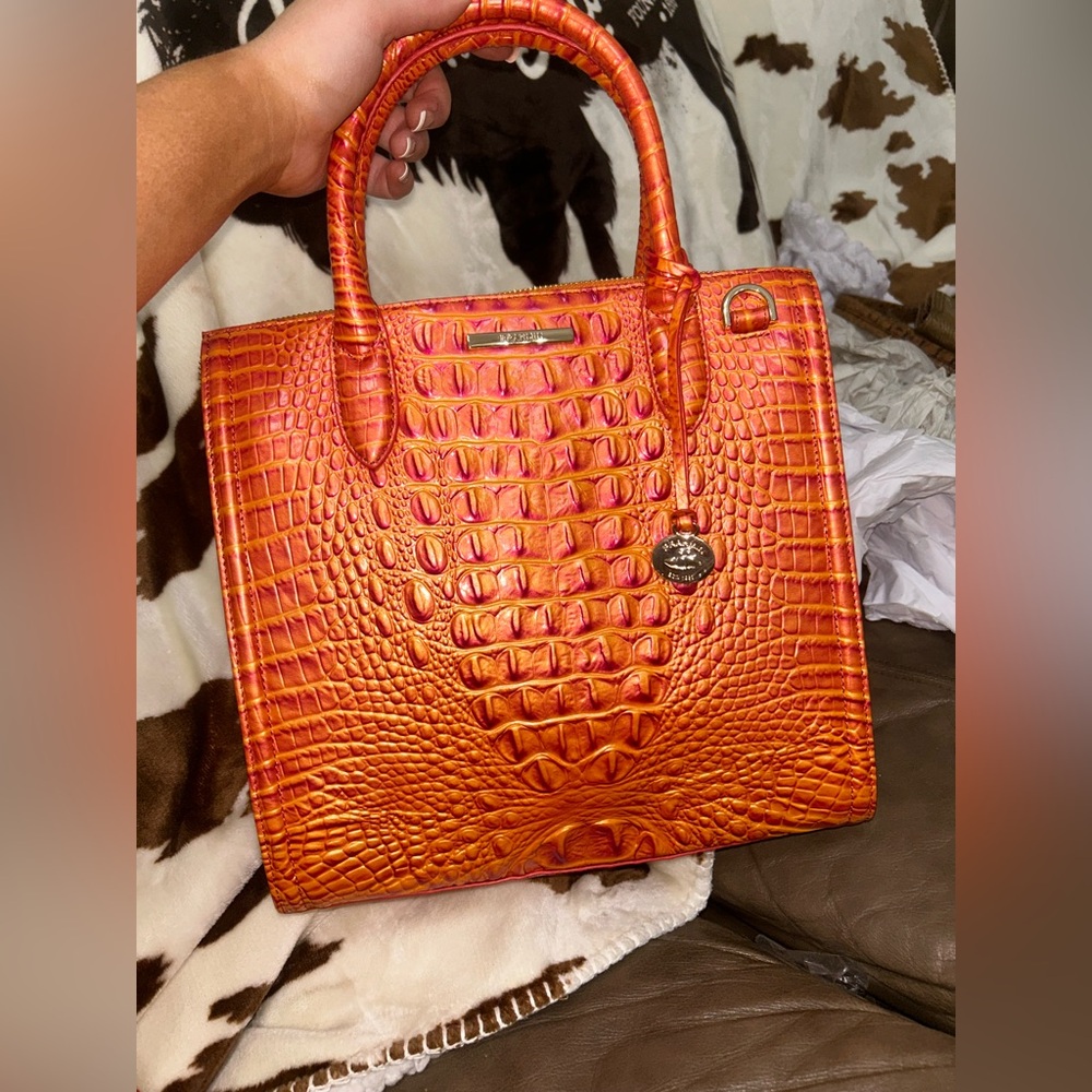 Brahmin Orange Embossed Satchel Set - Picture 2 of 7